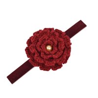 Bentita de par cu floare, fete, HOPE visiniu, catifea elastica