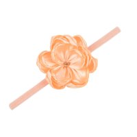 Bentita de par cu floare, fete, ROSA somon pastel, catifea elastica
