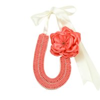 Colier handmade, fete, femei, SADE rosu pastel, satin