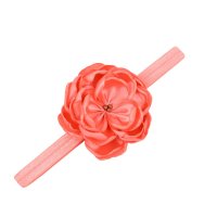 Bentita de par cu floare, fete, ROSA rosu pastel, elastica, satin